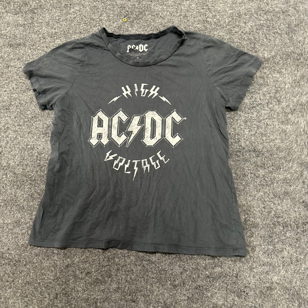 AC/DC T-Shirt Womens Size XL Gray High Voltage Graphic Rock Band Short Sleeve